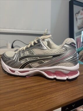 Asics Women's Silver, White & Pink Running Sneakers cream/sweet pink